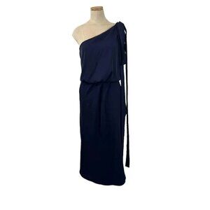 AmyLynn dress women's S blue  one shoulder side slit drapey Gemma Dress